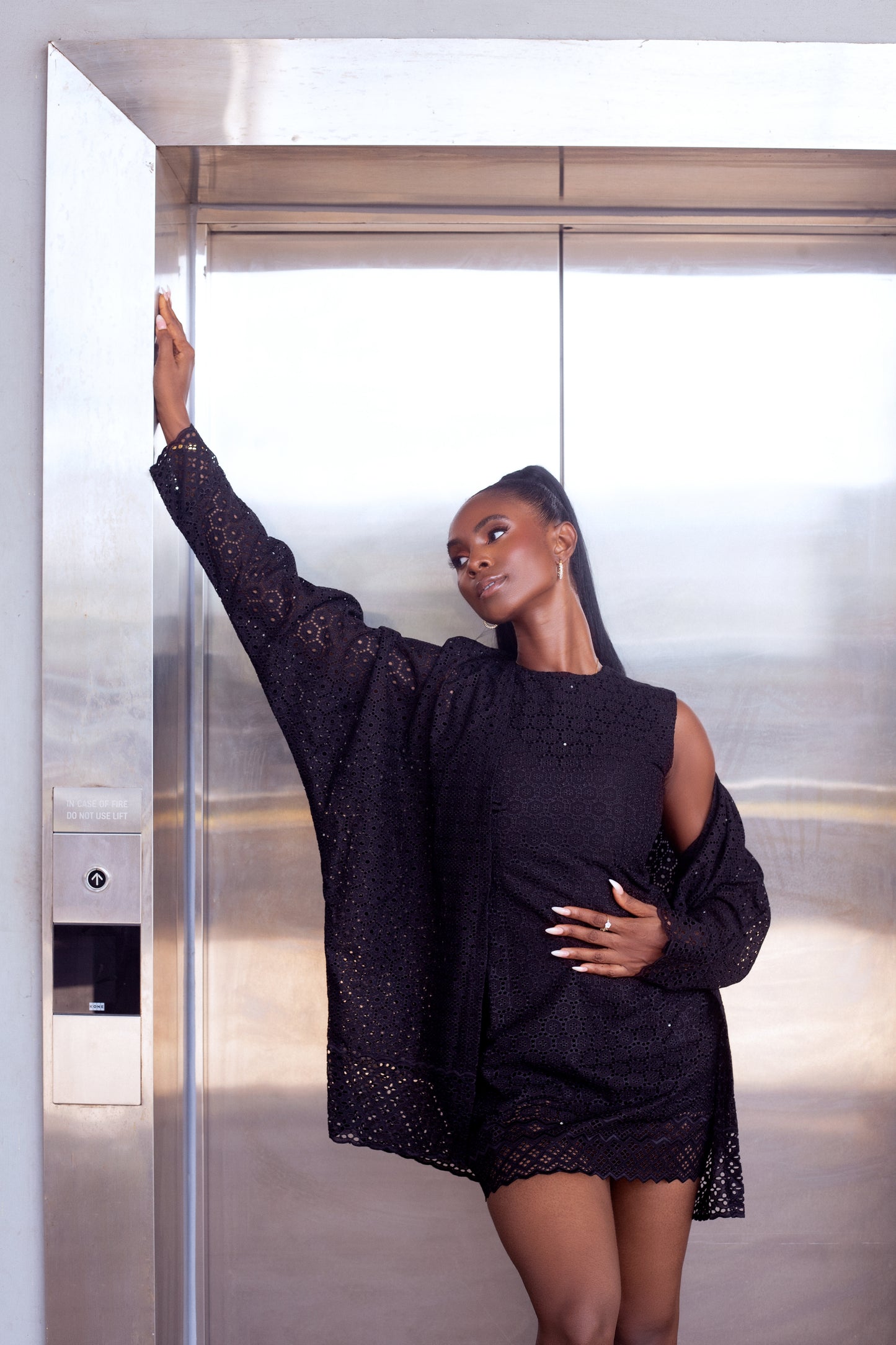 Mini Lace Dress with Kimono